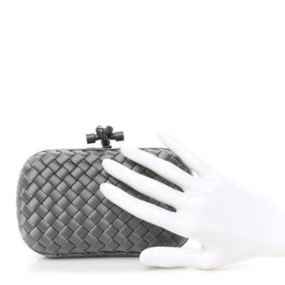 Bottega Veneta Satin Ayers Intrecciato Knot Clutch Ardoise 2 of 7