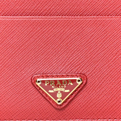 Prada Saffiano Triangle Card Holder Fuoco 7 of 7