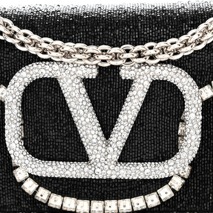 Valentino Garavani Swarovski Crystal Embroidered Vlogo Small Loco Shoulder Bag Crystal Black 7 of 9