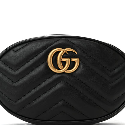 Gucci Calfskin Matelasse GG Marmont Belt Bag 75 30 Black 8 of 11