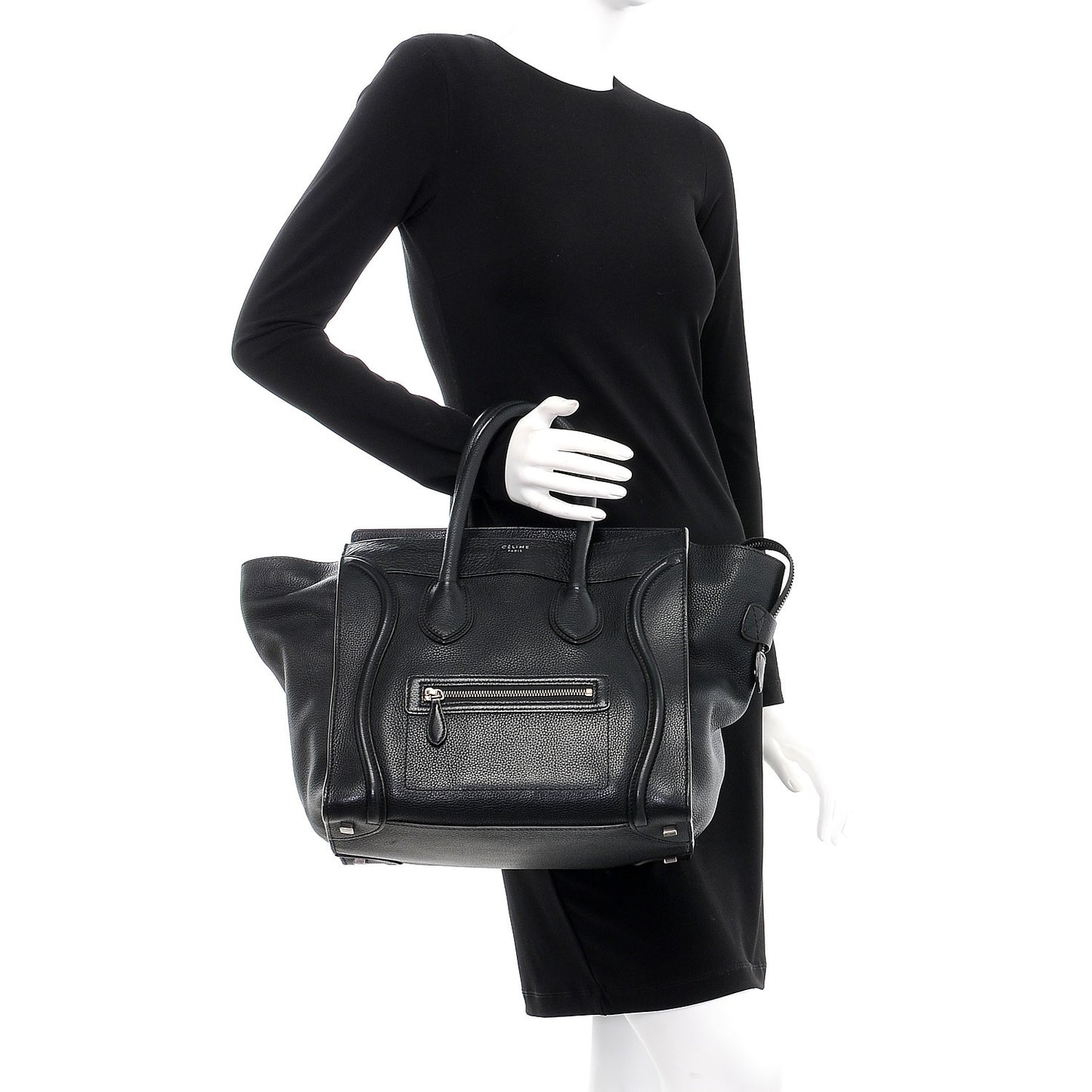 Drummed Calfskin Mini Luggage Black