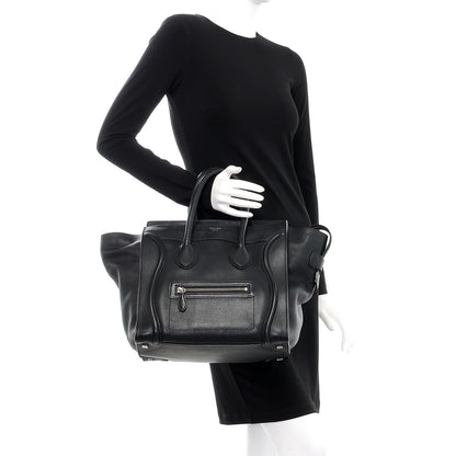 Celine Drummed Calfskin Mini Luggage Black 2 of 14