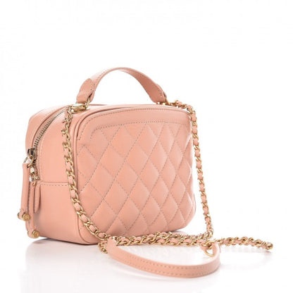 Chanel Calfskin Quilted CC Small Vanity Case Dark Beige 3 of 9