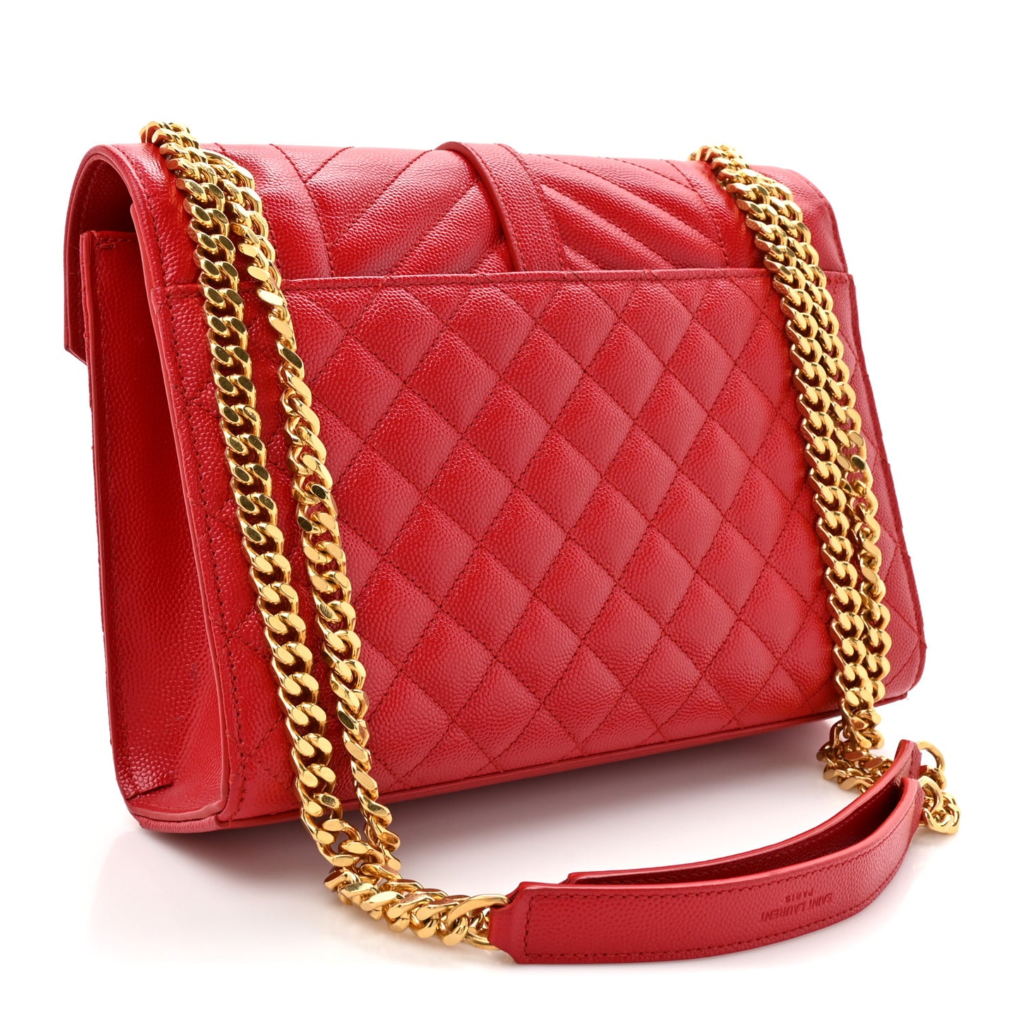 Grain De Poudre Textured Mixed Matelasse Triquilt Medium Monogram Satchel New Red