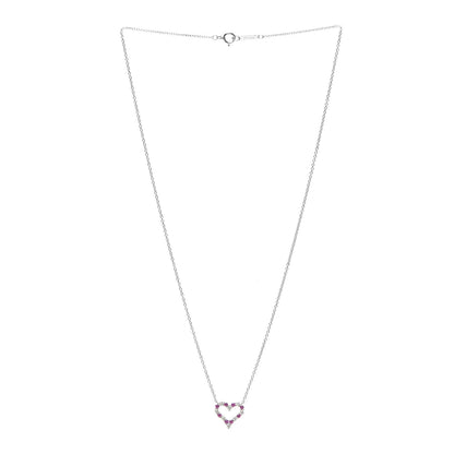 Tiffany Platinum Diamond Pink Sapphire Mini Heart Pendant Necklace 3 of 6