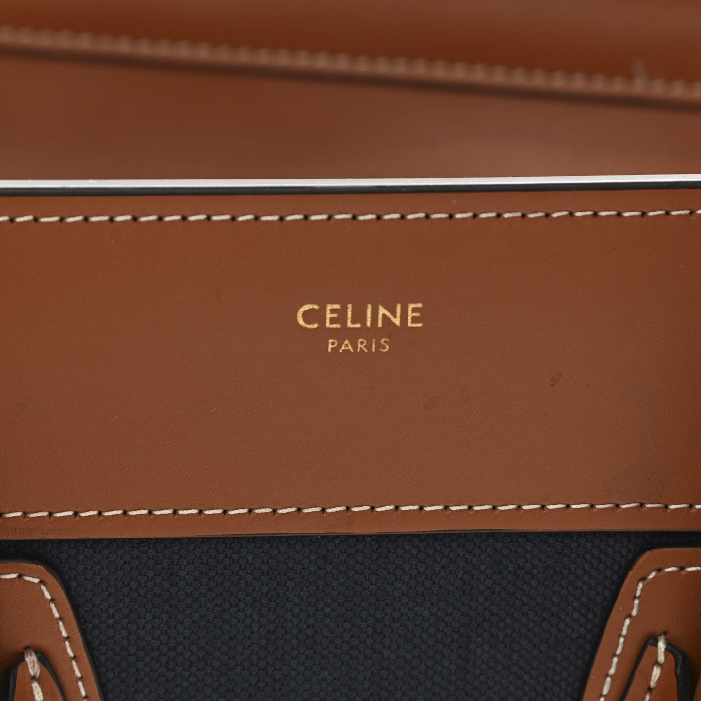 Textile Smooth Calfskin Micro Luggage Navy Tan
