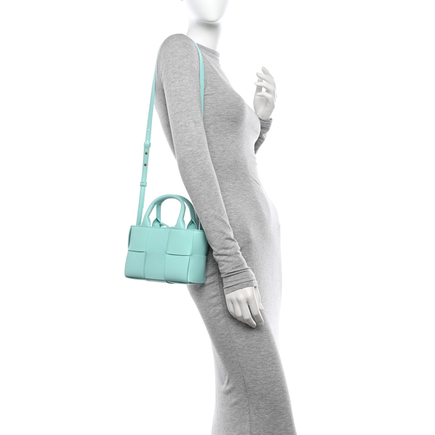 Lambskin Maxi Intreccio Candy Arco Tote Celadon