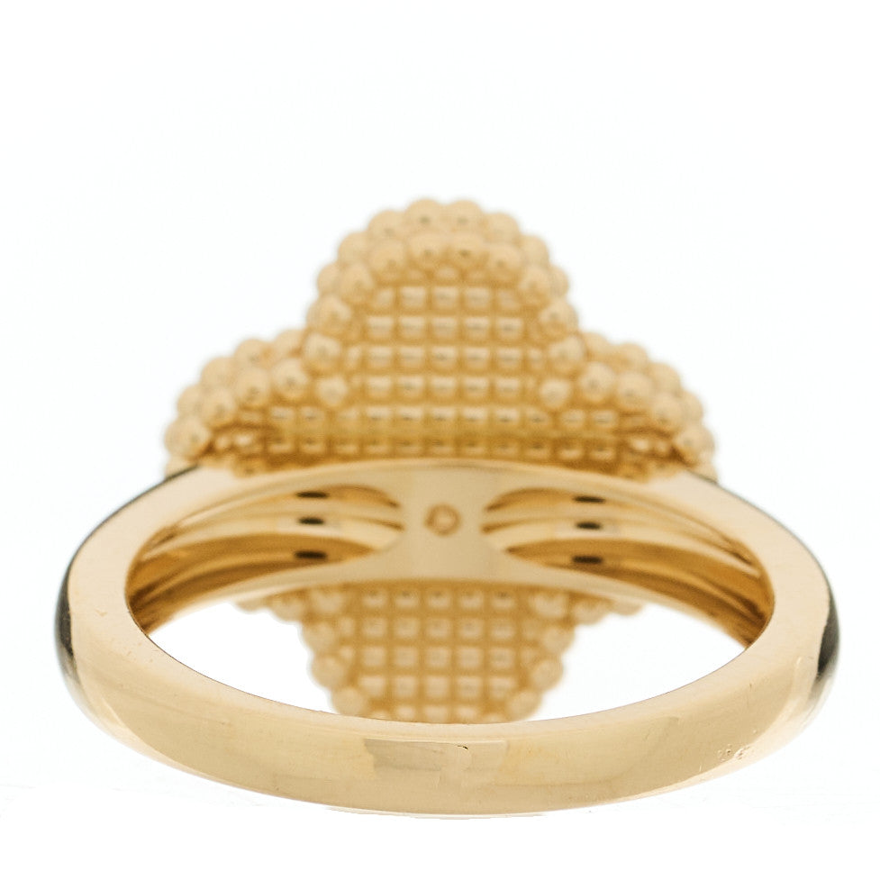 18K Yellow Gold Black Onyx Diamond Vintage Alhambra Ring 52 6