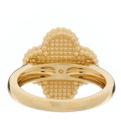 Van Cleef & Arpels 18K Yellow Gold Black Onyx Diamond Vintage Alhambra Ring 52 6 3 of 5