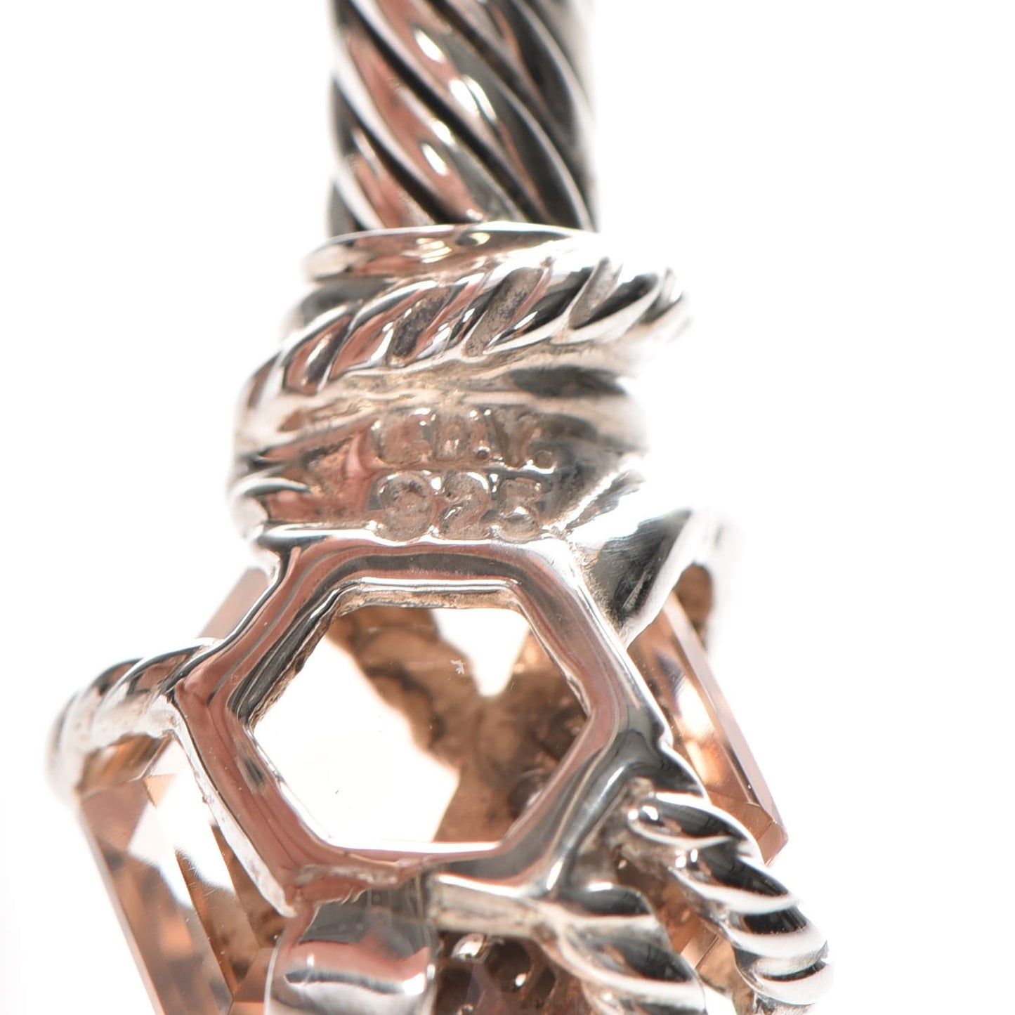 Sterling Silver Diamond Morganite 4mm Cable Wrap Bracelet
