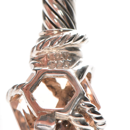 David Yurman Sterling Silver Diamond Morganite 4mm Cable Wrap Bracelet 5 of 5