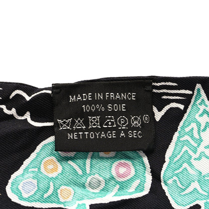 Hermes Silk Isola Di Primavera Twilly Black Vert Rose 3 of 5