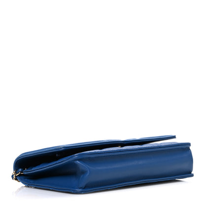 Chanel Caviar Quilted CC Filigree Wallet On Chain WOC Blue 4 of 11