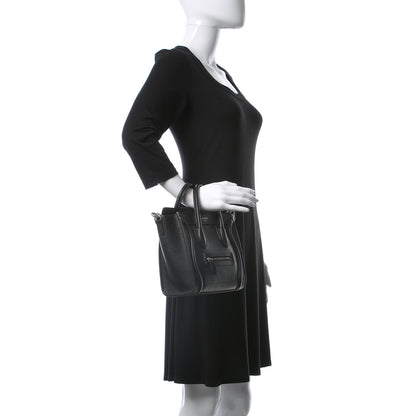 Celine Drummed Calfskin Nano Luggage Black 3 of 12