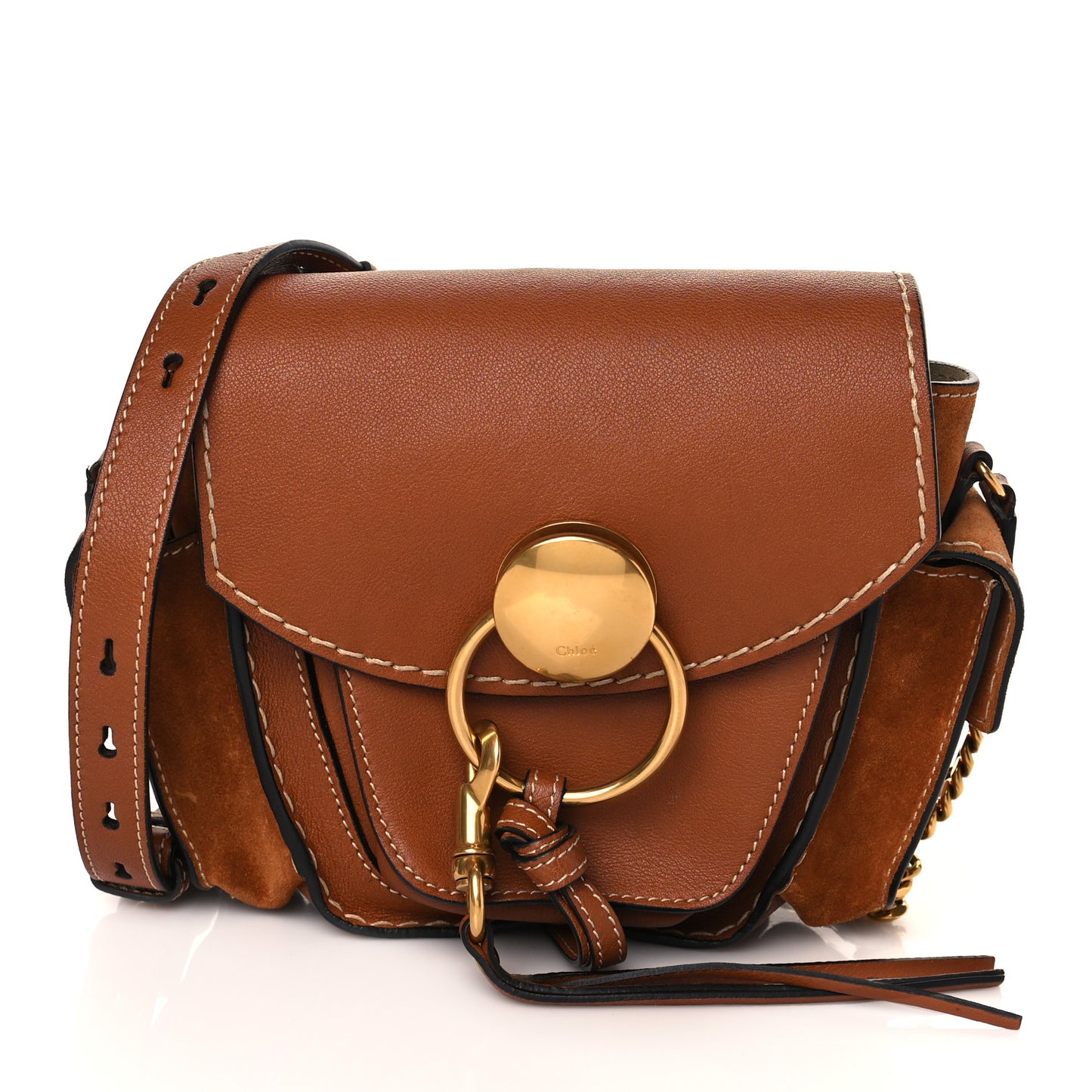 Calfskin Suede Small Jodie Camera Bag Caramel