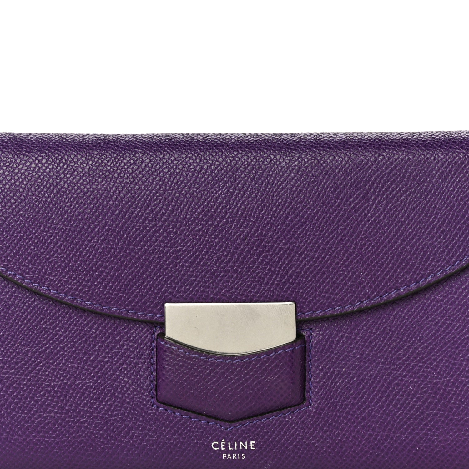 Celine Grained Calfskin Large Trotteur Multifunction Flap Wallet Purple 7 of 14