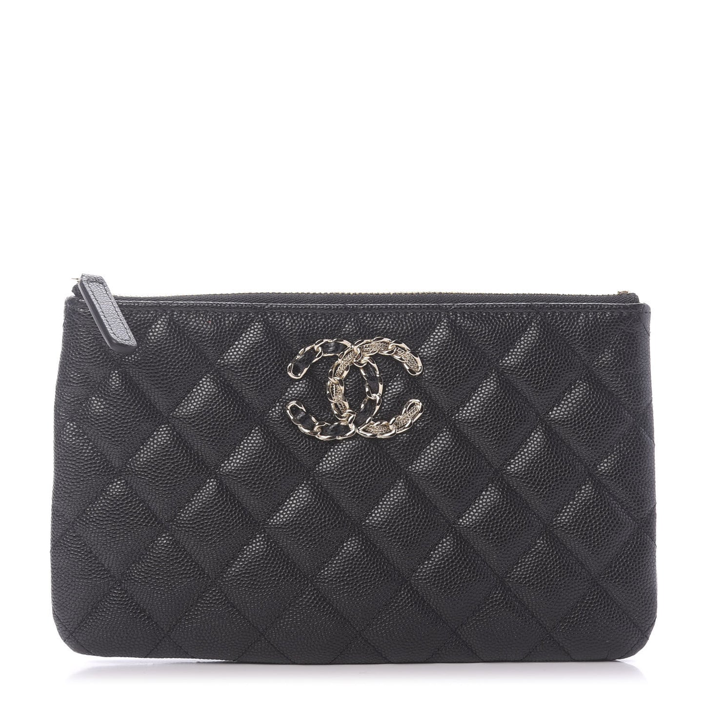 Caviar Quilted Small French New Wave CC Pouch Black