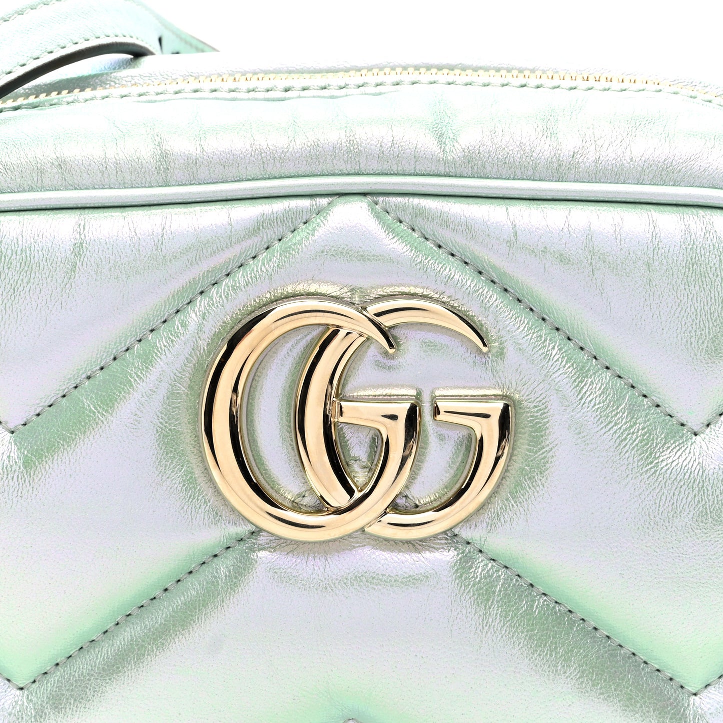 Iridescent Nappa Chevron Matelasse Small GG Marmont Chain Shoulder Bag Iridescent Salvy Green