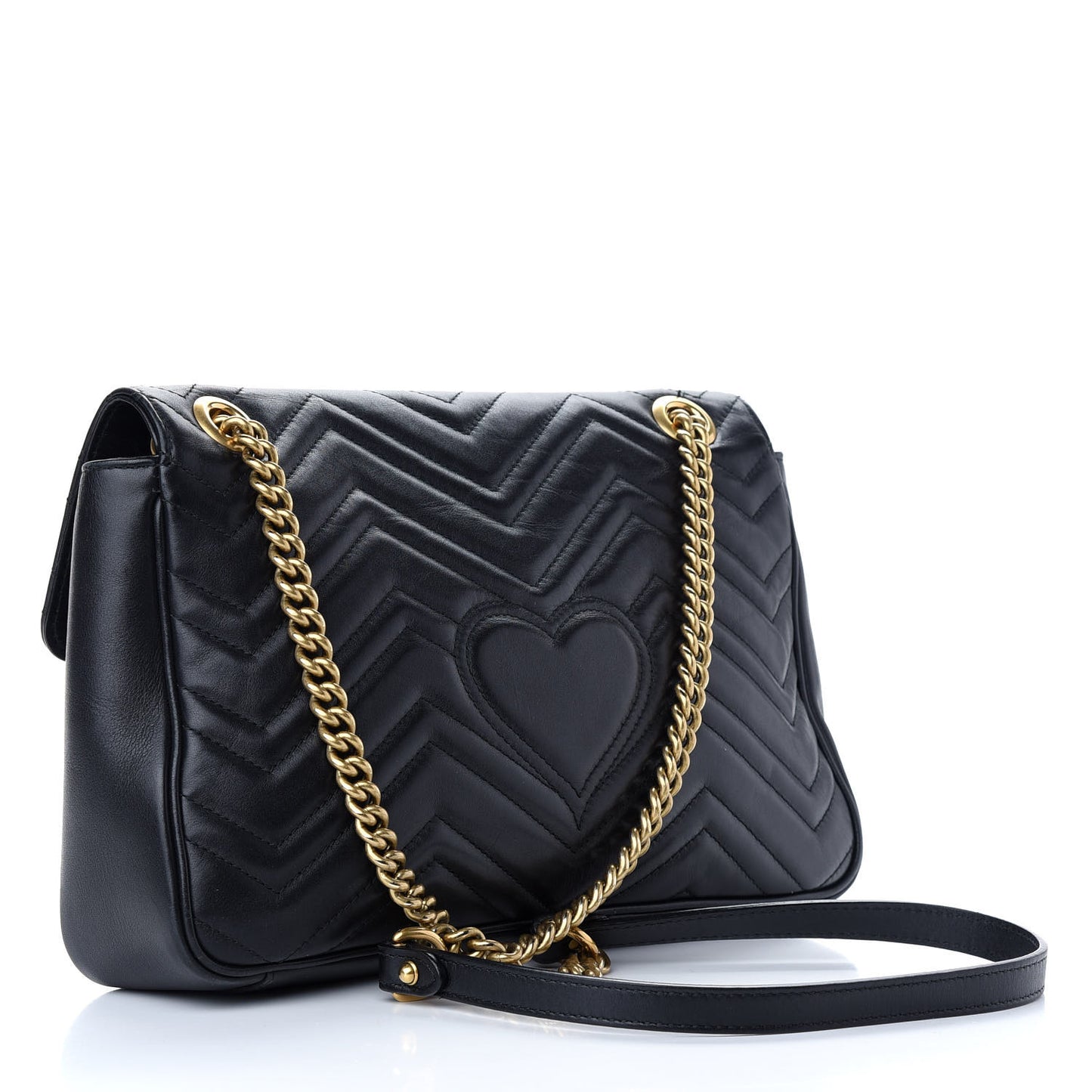 Calfskin Matelasse Medium GG Marmont Shoulder Bag Black