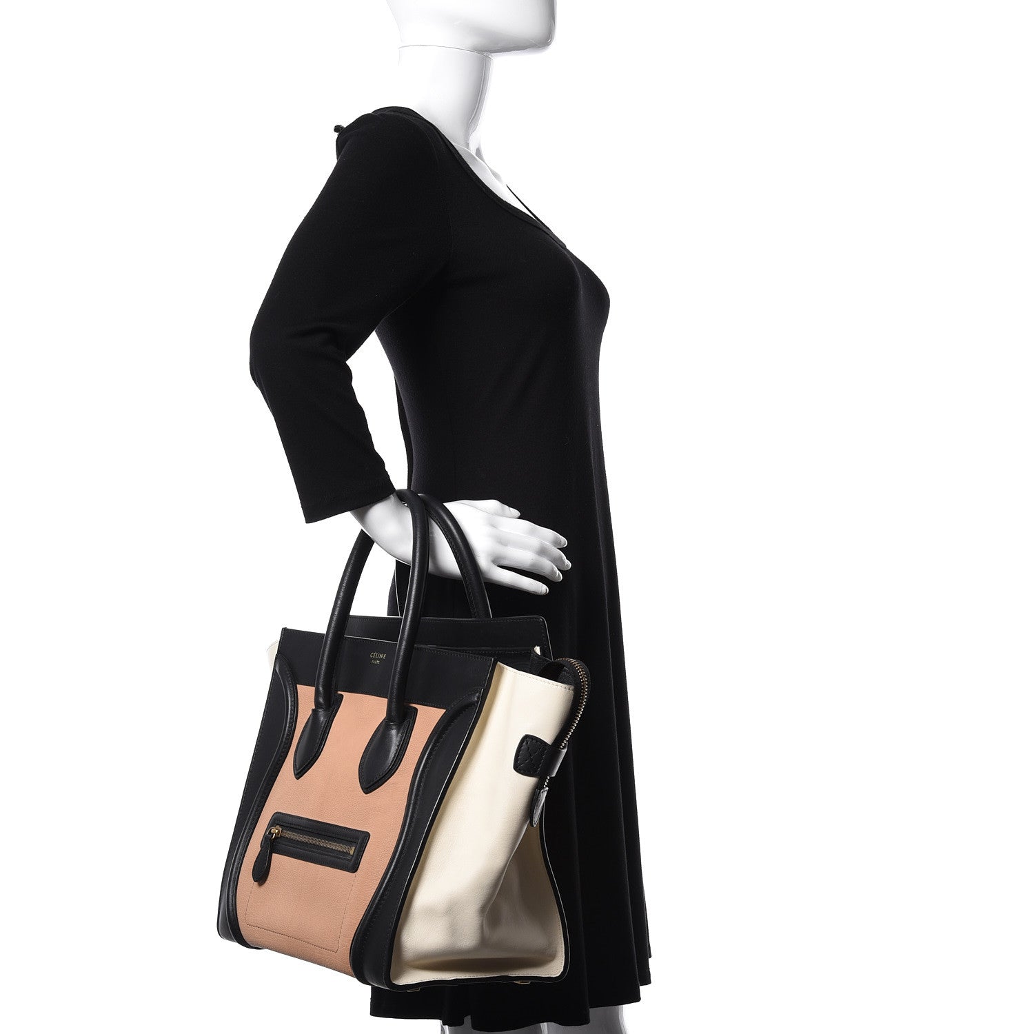 Celine Velluto Calfskin Mini Tri-Color Luggage Flesh 2 of 13