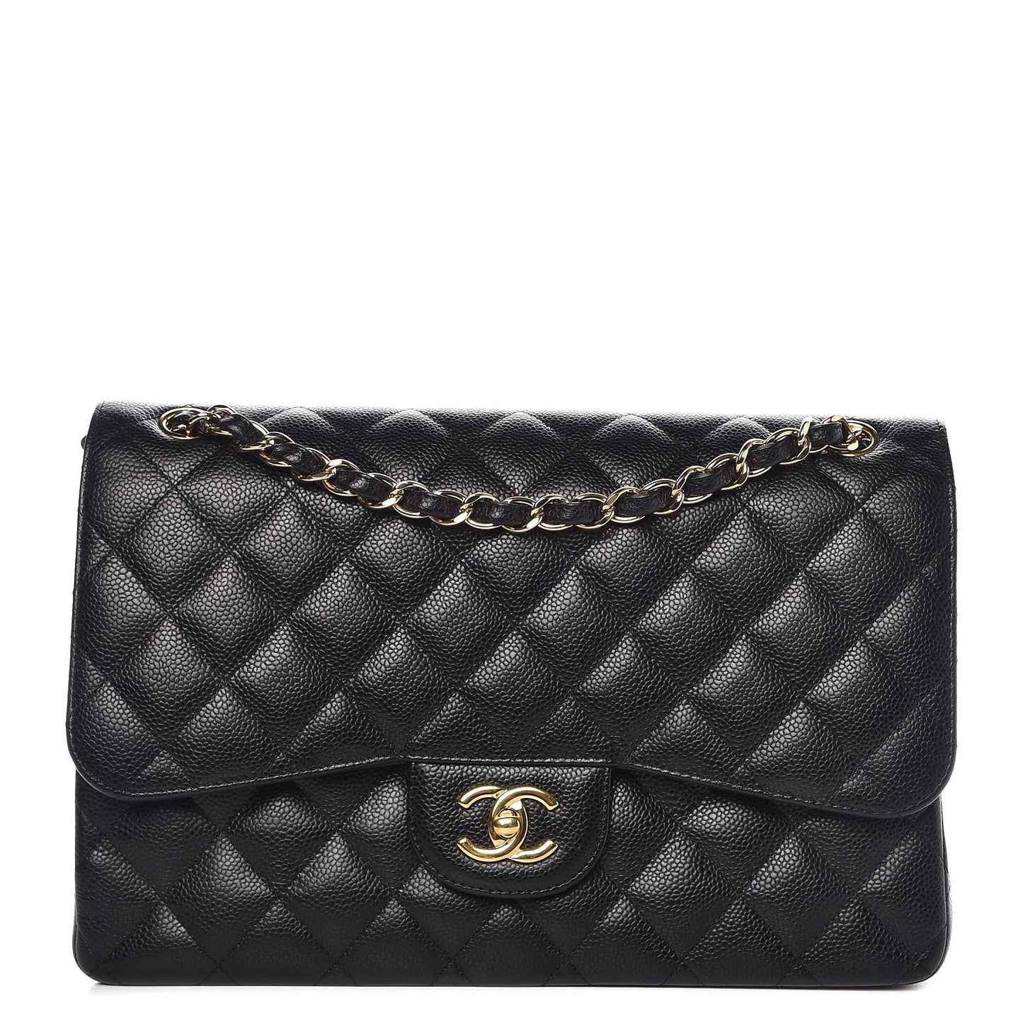 Caviar Quilted Jumbo Double Flap Black
