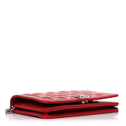 Chanel Caviar Quilted Boy Wallet On Chain WOC Red 4 of 12