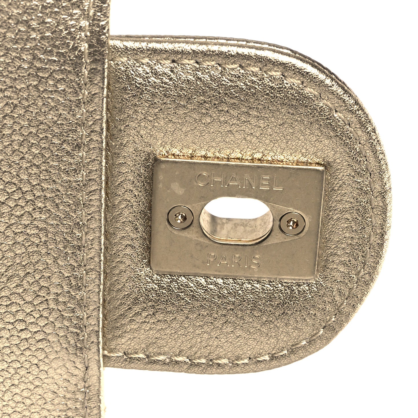 Metallic Caviar Quilted Medium CC Slide Flap Light Gold