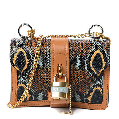 Chloe Python Embossed Shiny Calfskin Mini Aby Chain Shoulder Bag Faded Blue 1 of 9