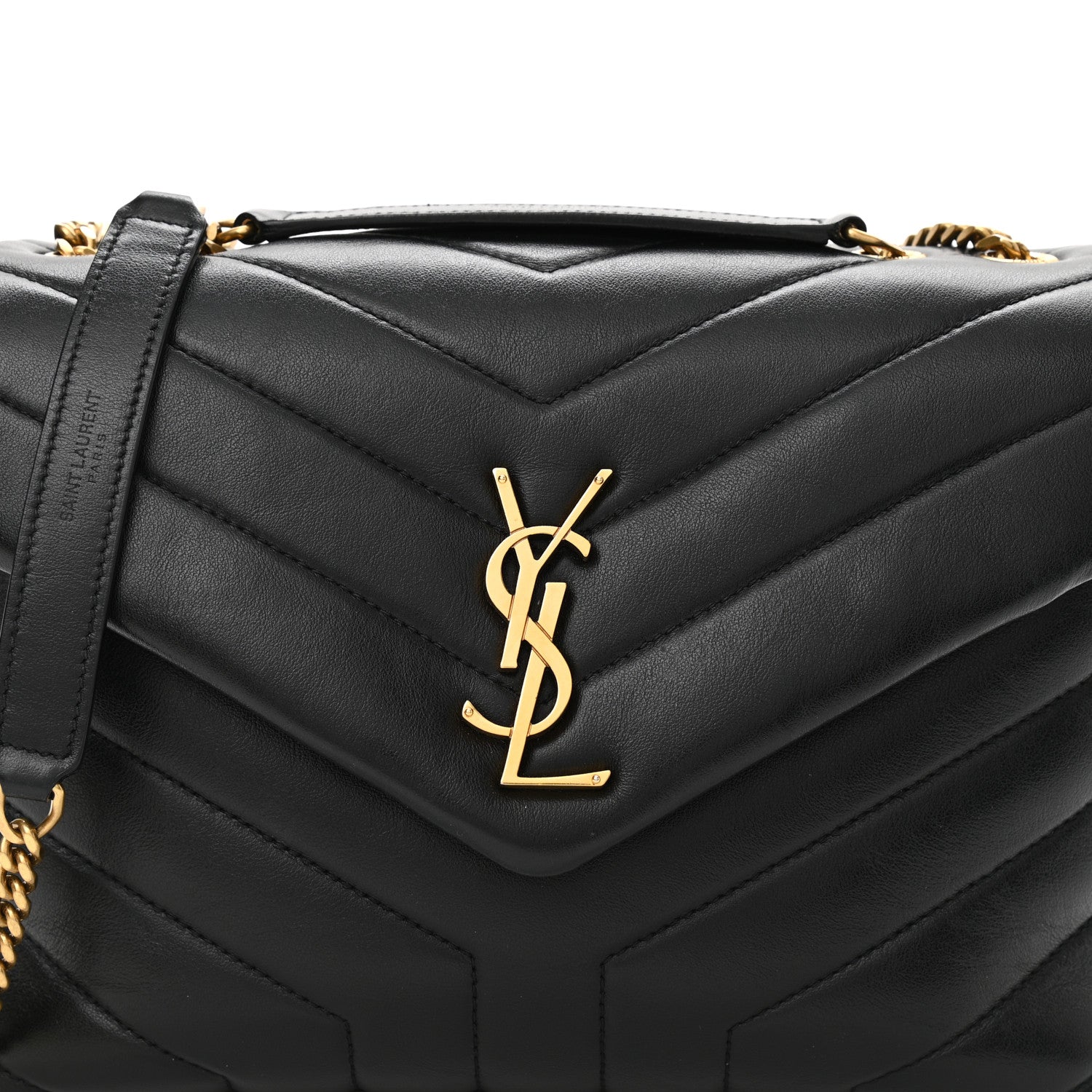 Saint Laurent Calfskin Y Quilted Monogram Small Loulou Chain Satchel Black 9 of 11