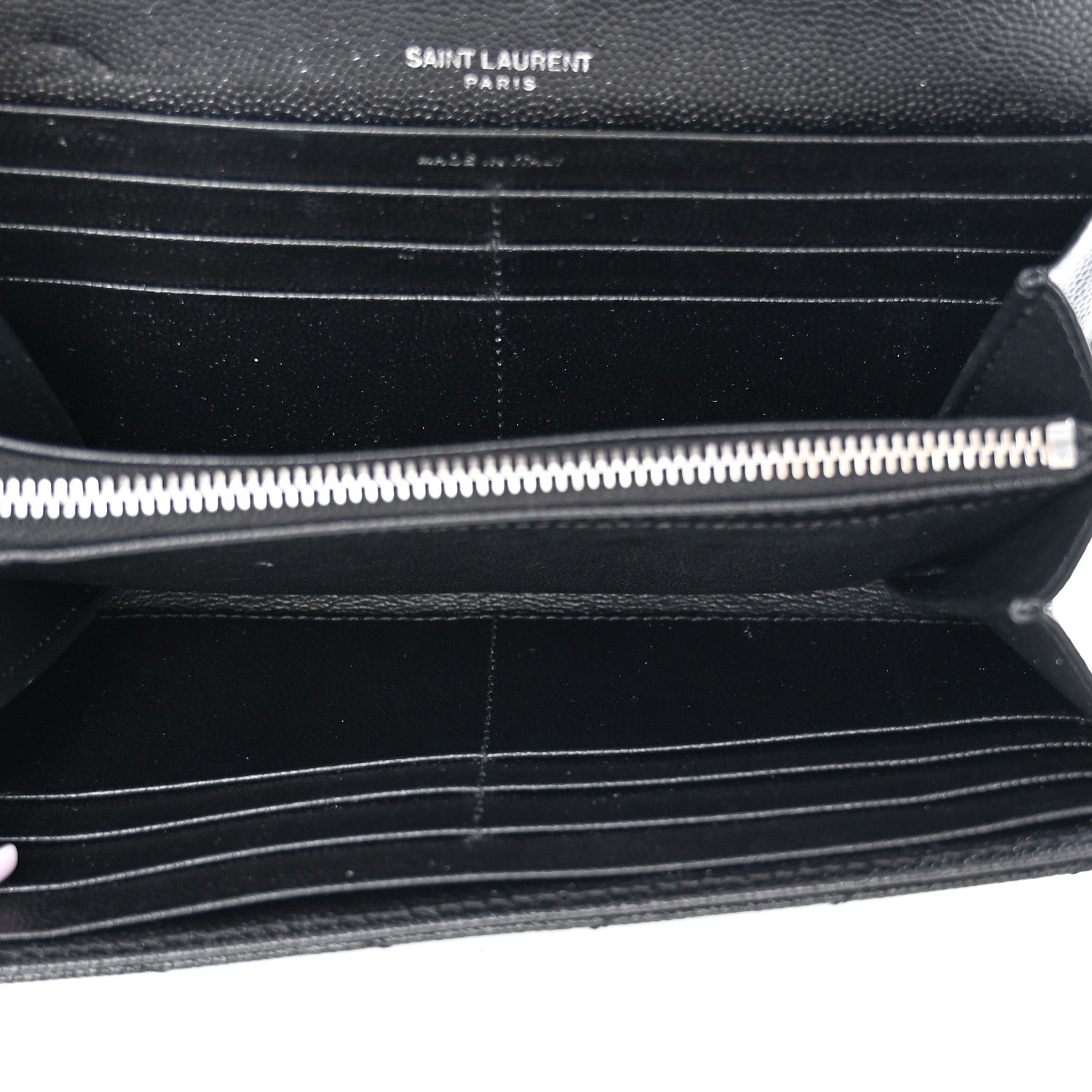 Saint Laurent Grain De Poudre Matelasse Chevron Monogram Flap Wallet Black 4 of 11