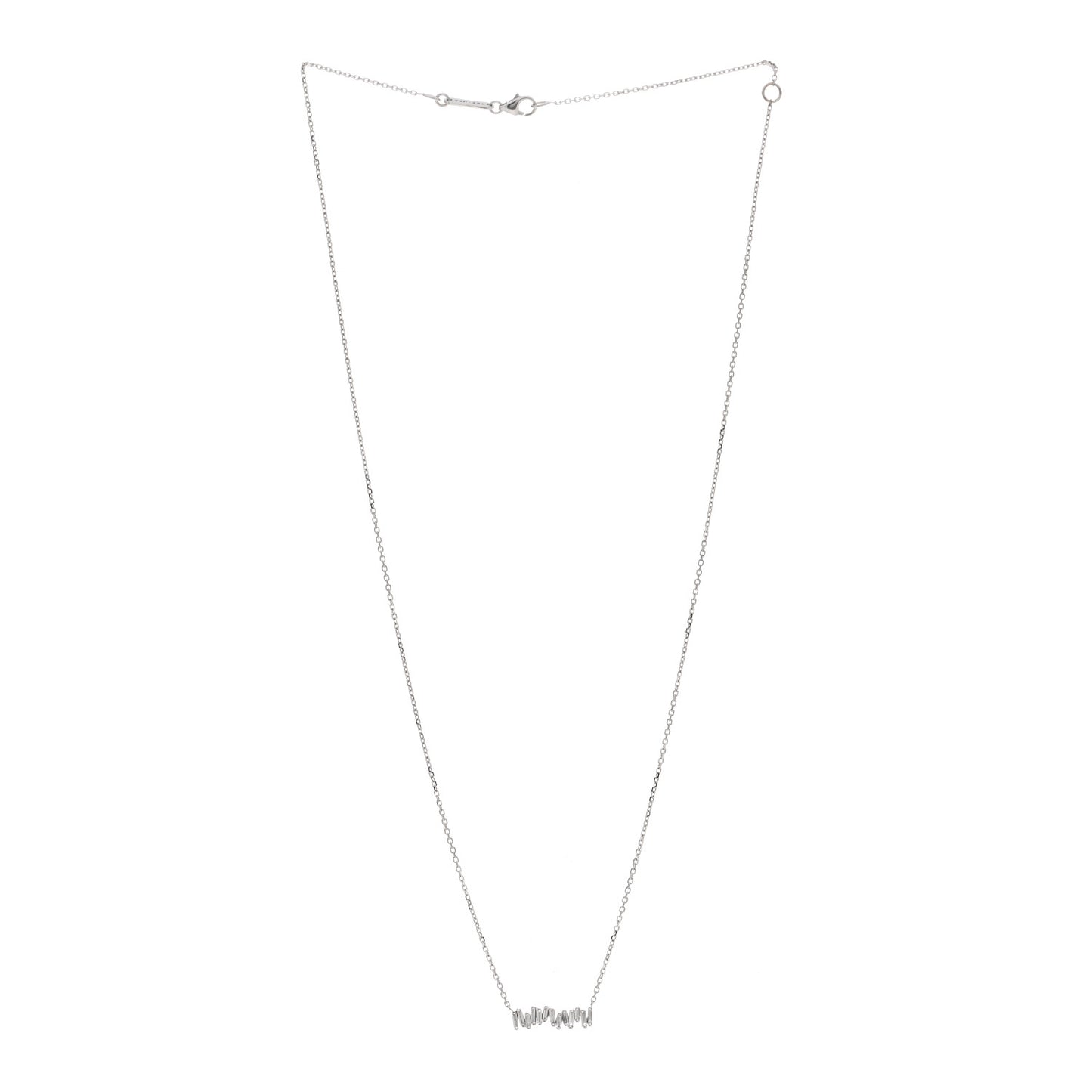 18K White Gold Diamond Classic Fireworks Bar Necklace