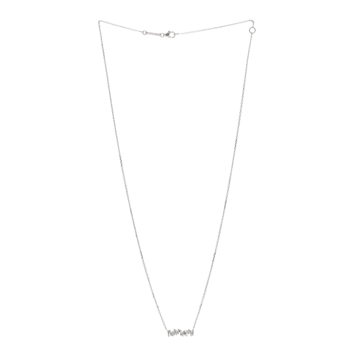 Suzanne Kalan 18K White Gold Diamond Classic Fireworks Bar Necklace 2 of 3
