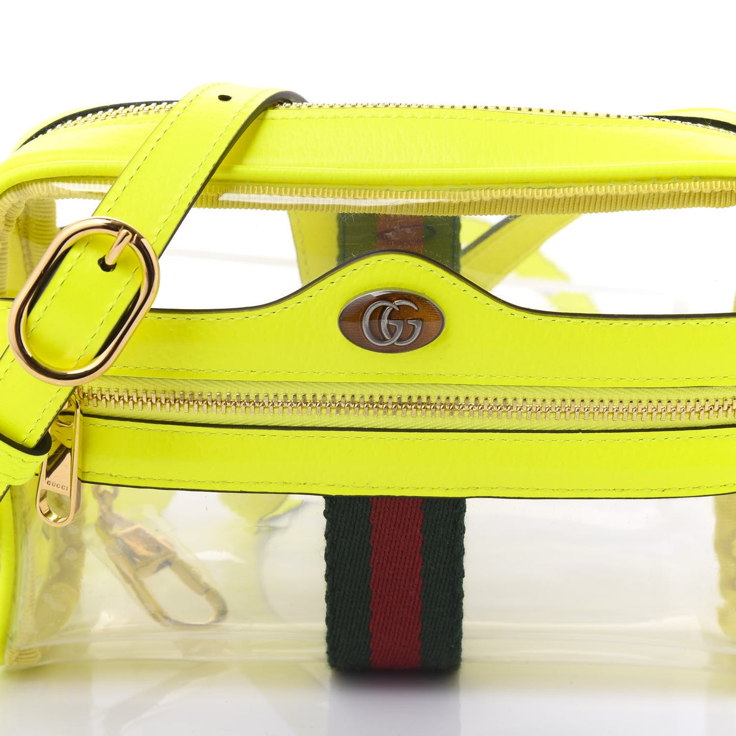 Vinyl Web Mini Ophidia Transparent Shoulder Bag Yellow Fluo