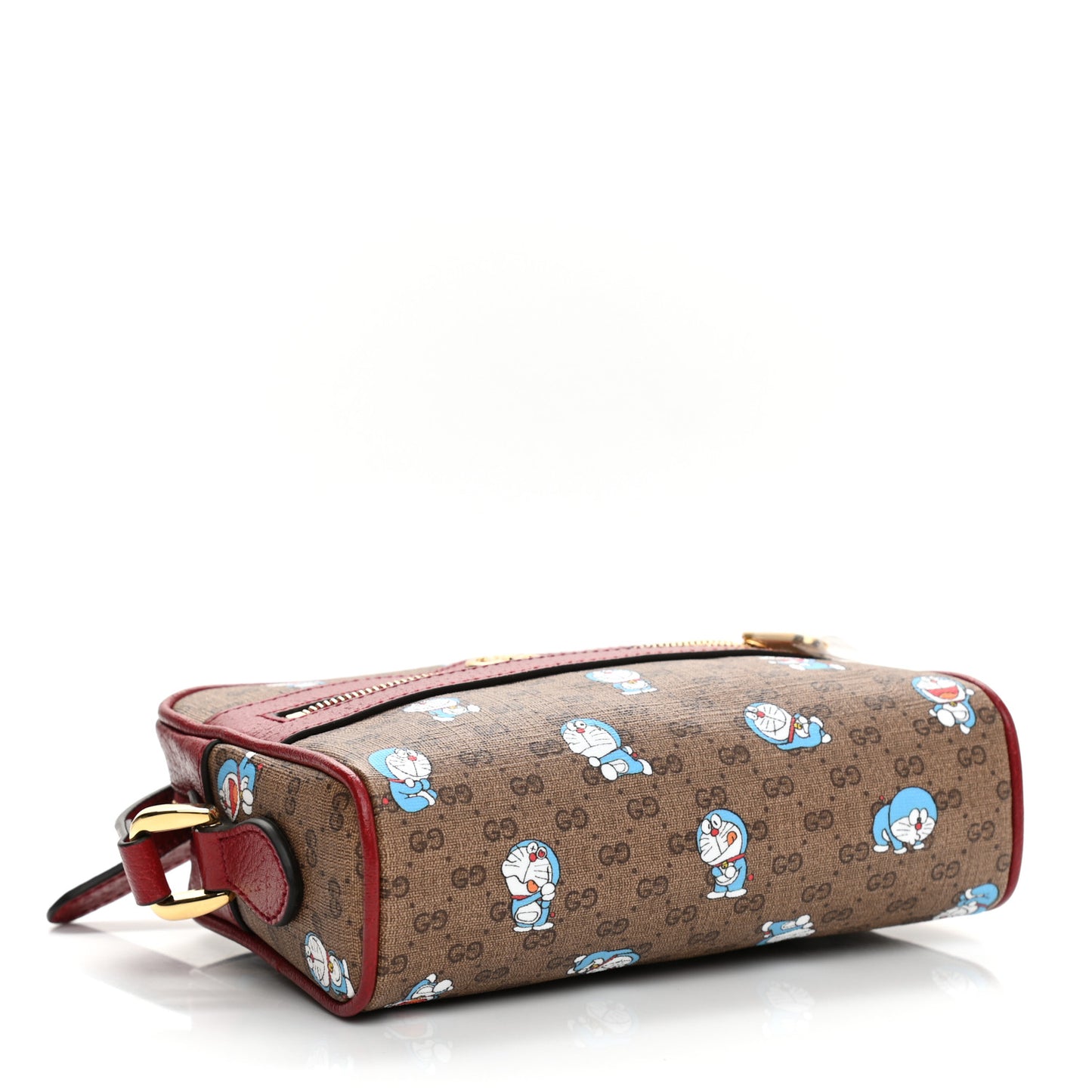 X DORAEMON Mini Vintage GG Supreme Monogram Camera Bag Beige Cherry Red