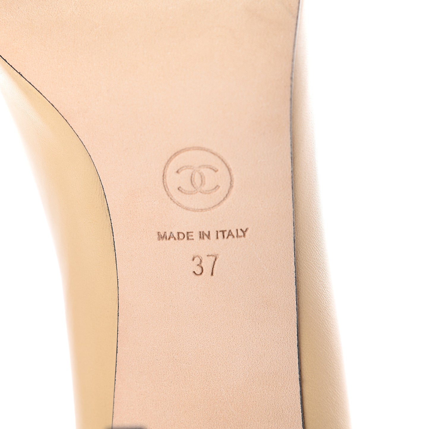 Lambskin Grosgrain Cap Toe CC Pumps 37 Beige Black