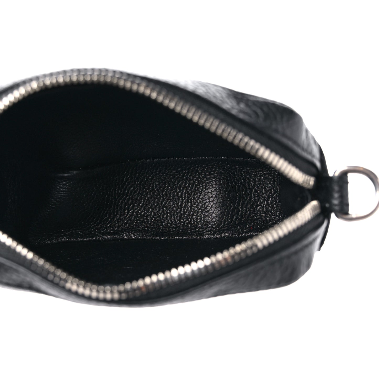 Grained Calfskin Logo Mini Cash Crossbody Pouch Black White
