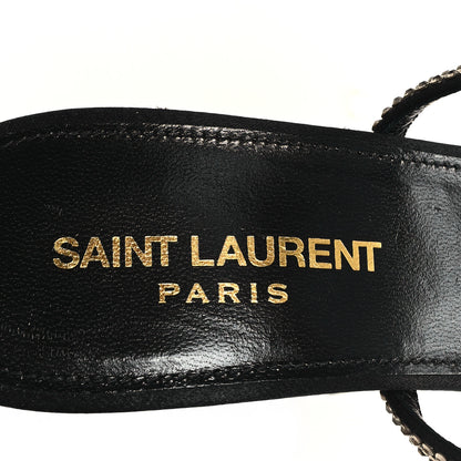 Saint Laurent Crepe Satin Strass Opyum 110 Sandals 38.5 Black 8 of 9
