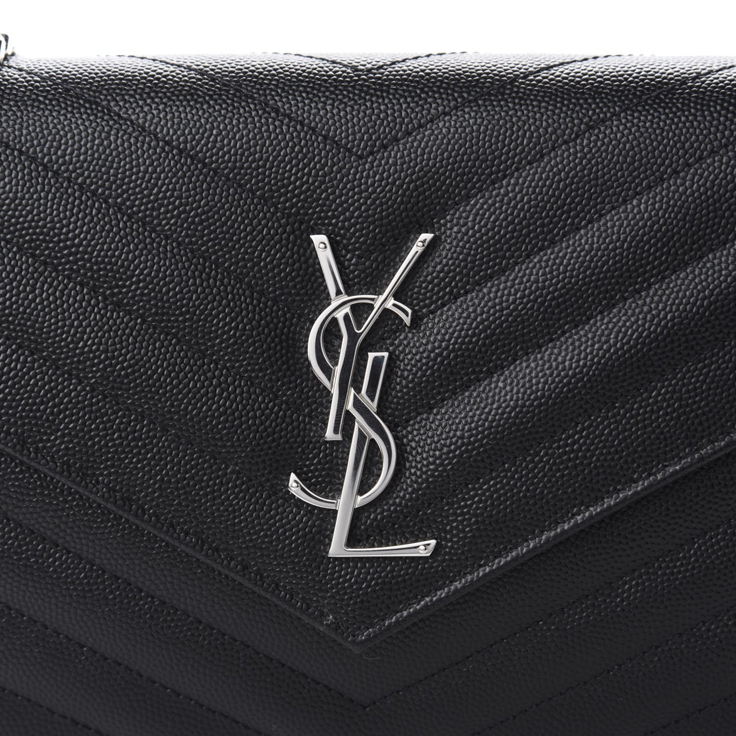 Grain De Poudre Matelasse Chevron Monogram Chain Wallet Black