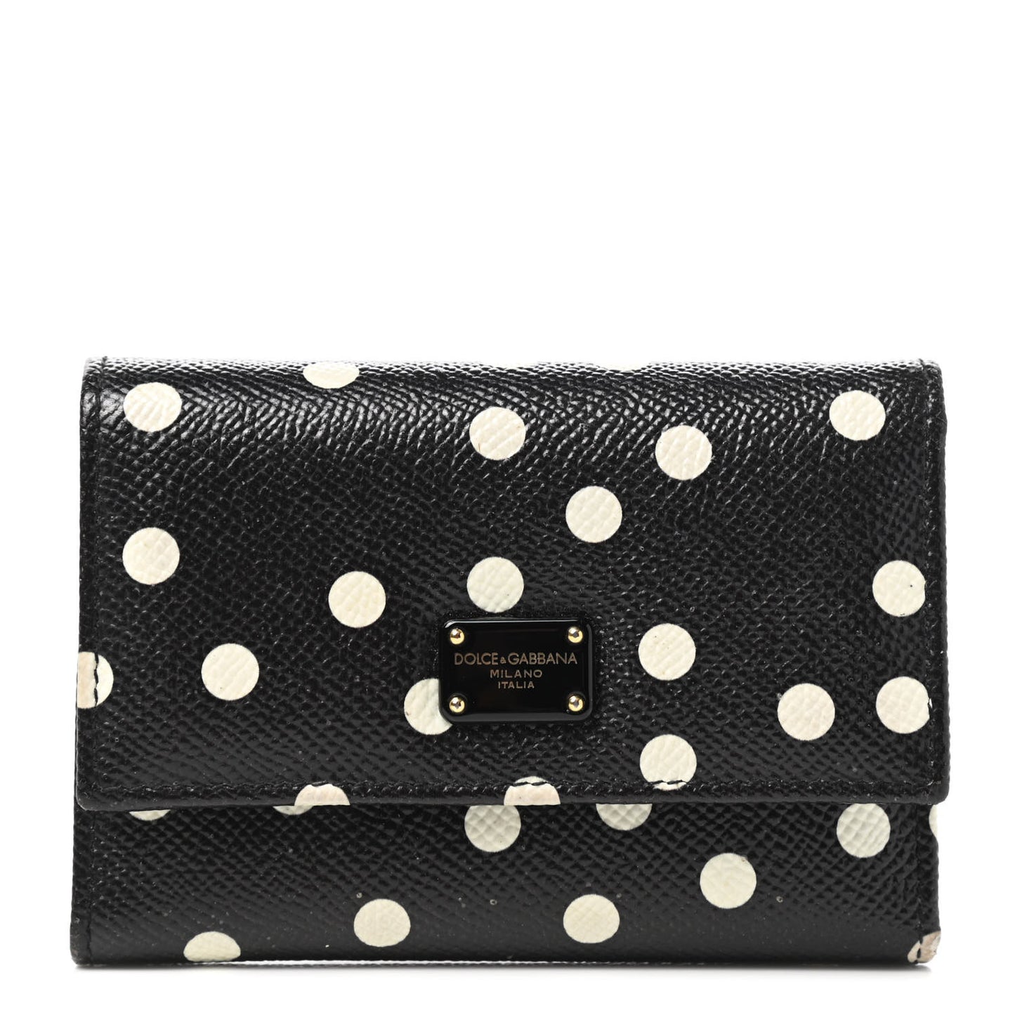 Dauphine Polka Dot French Flap Wallet Black White