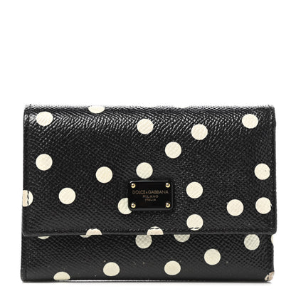 Dolce & Gabbana Dauphine Polka Dot French Flap Wallet Black White 1 of 8
