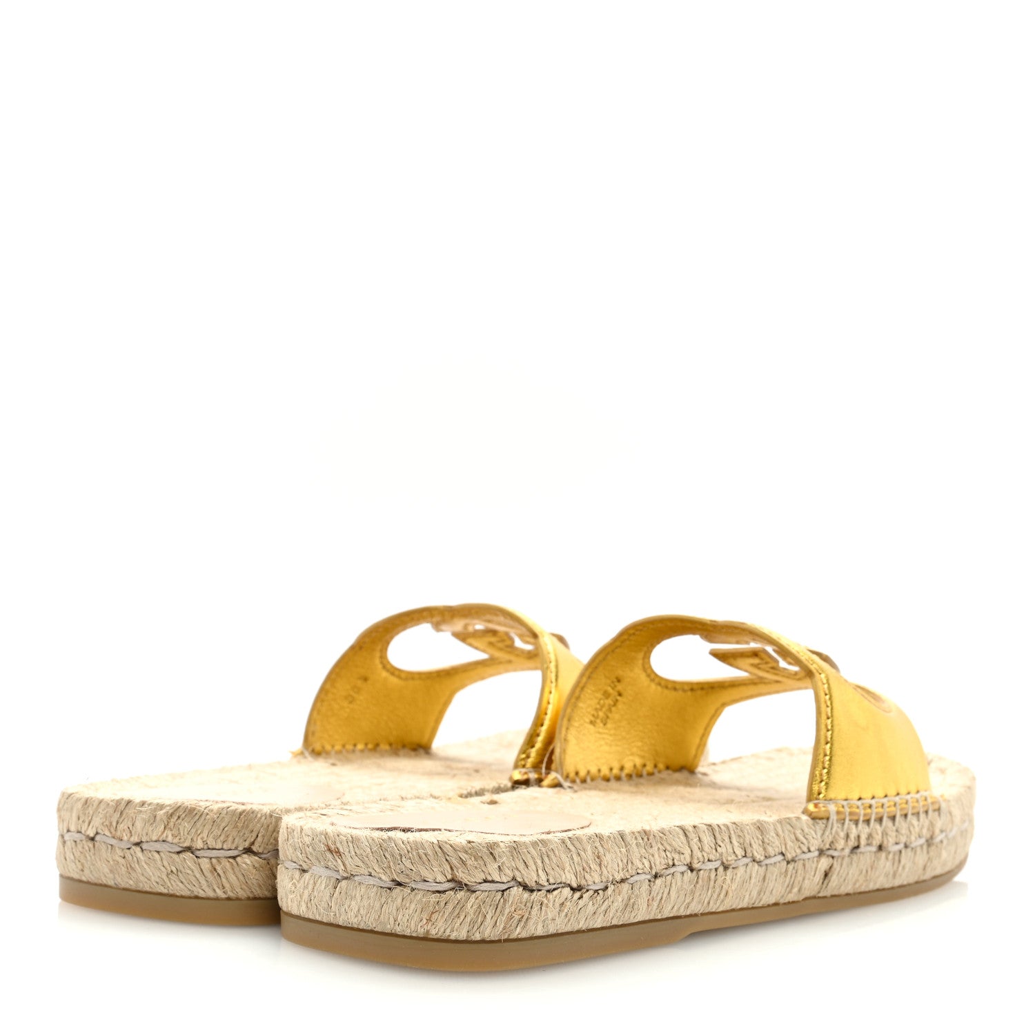 Gucci Nappa Interlocking G Espadrille Slide Sandals 36.5 Gold 4 of 6