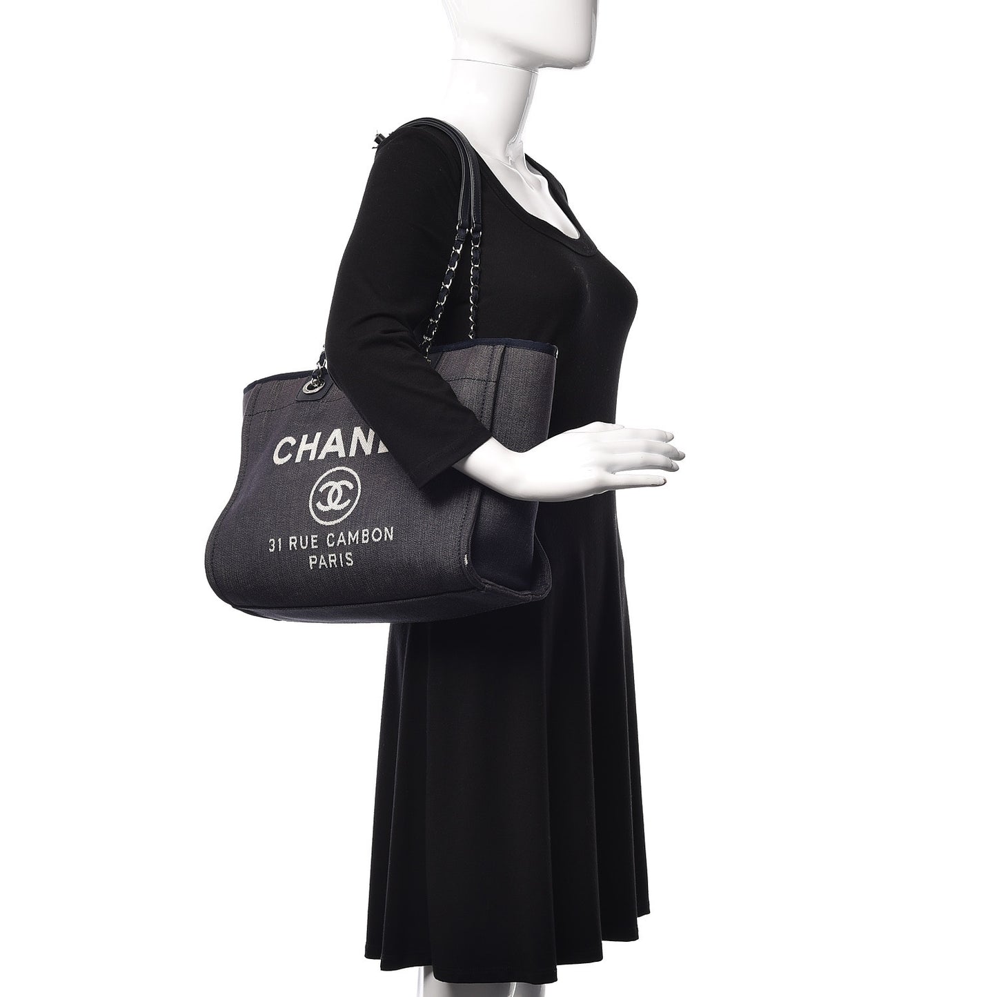 Canvas Small Deauville Tote Dark Blue