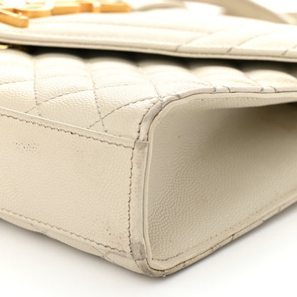 Saint Laurent Grain De Poudre Textured Mixed Matelasse Triquilt Medium Monogram Satchel Crema Soft 12 of 19