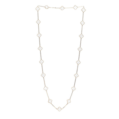 Van Cleef & Arpels 18K Yellow Gold Rock Crystal 20 Motifs Vintage Alhambra Necklace 3 of 9