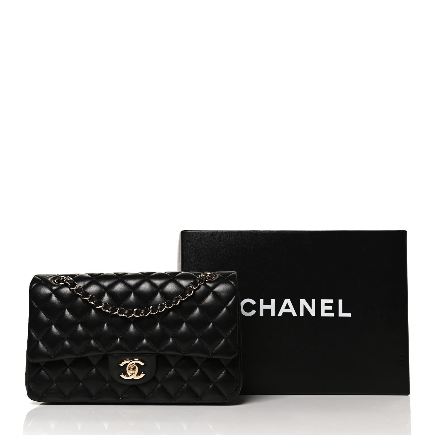 Chanel Lambskin Quilted Medium Double Flap Black 13 of 13