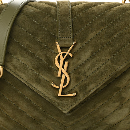 Saint Laurent Suede Matelasse Chevron Monogram Medium College Bag Loden Green 8 of 10