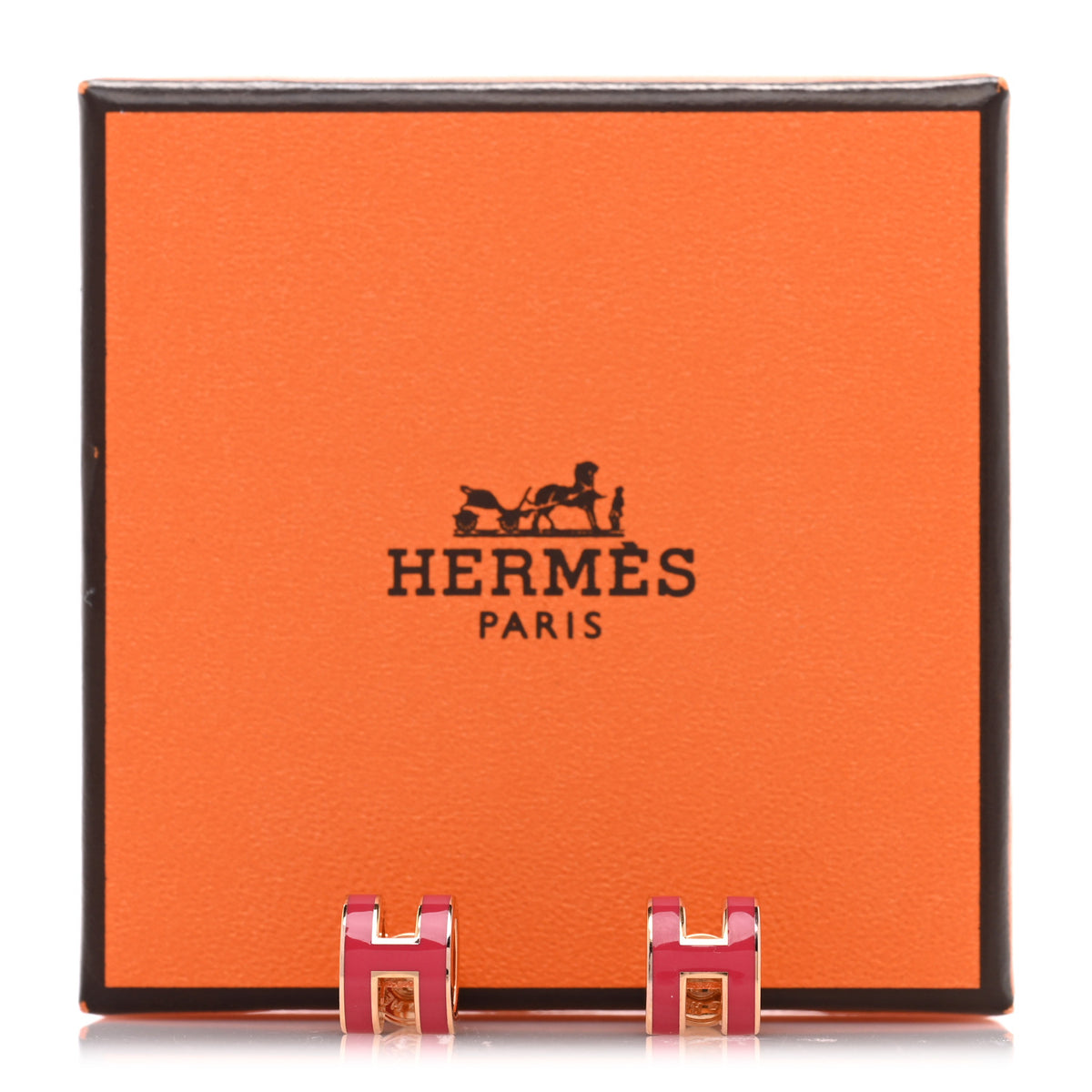 Gold Lacquered Mini Pop H Earrings Rose Extreme