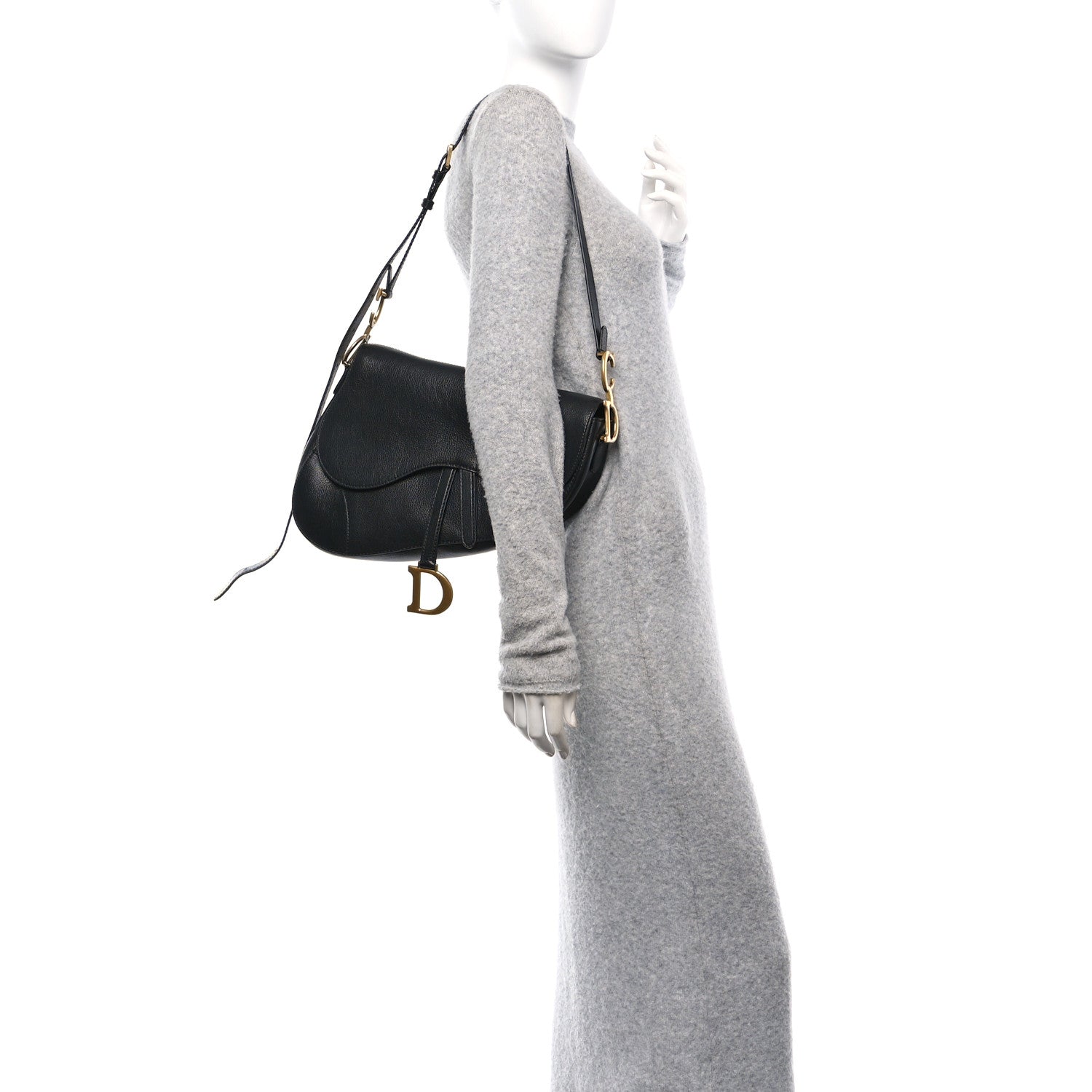 Christian Dior Shiny Goatskin Large Soft Saddle Bag Black 2 of 10