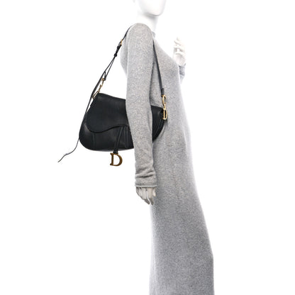 Christian Dior Shiny Goatskin Large Soft Saddle Bag Black 2 of 10
