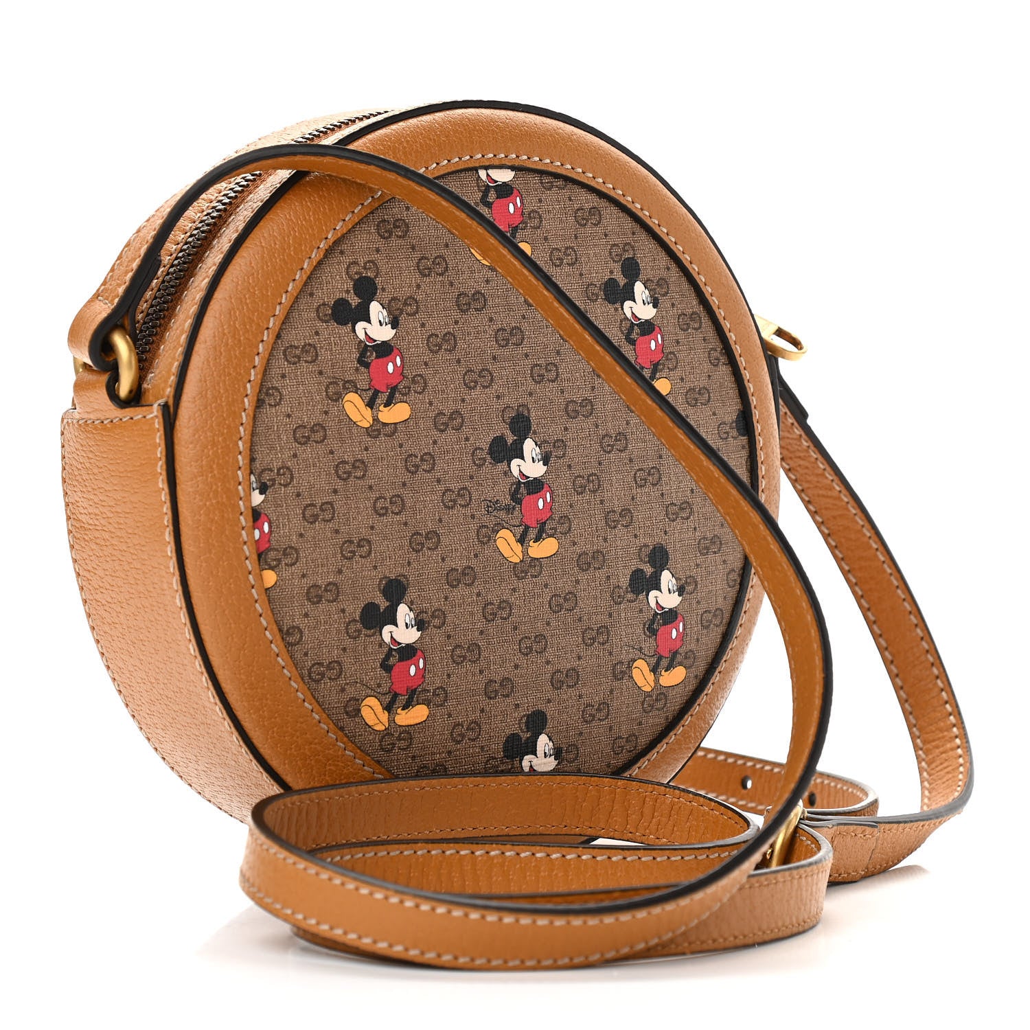 Gucci X DISNEY Mini Vintage GG Supreme Monogram Mickey Mouse Round Shoulder Bag Beige Vintage Sun Oil 3 of 11